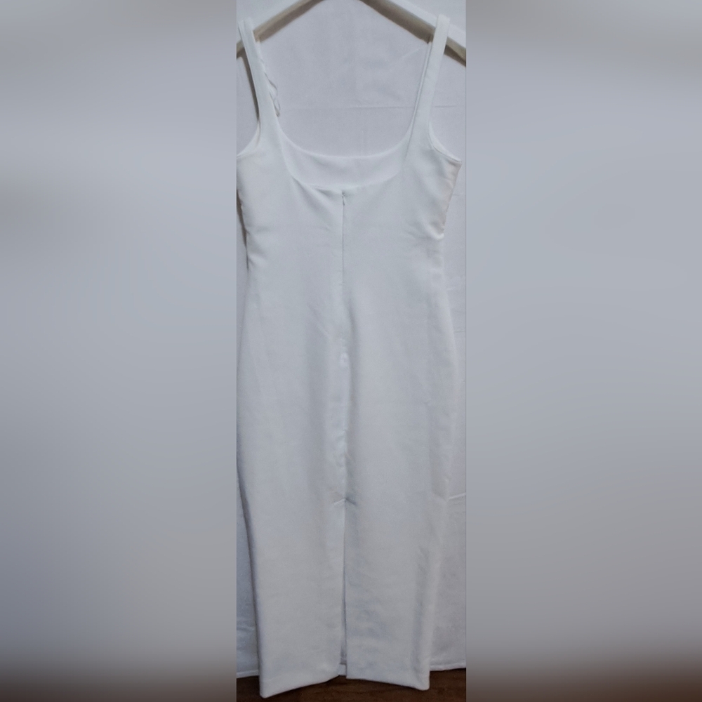ZARA White Square Neck Sleeveless Midi Dress Size M‎ NWOT